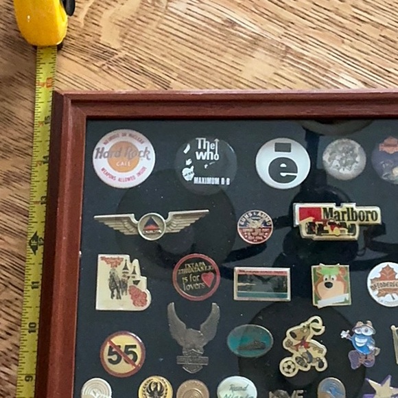 Vintage Pin Collection in Wooden Frame - Picture 2 of 10